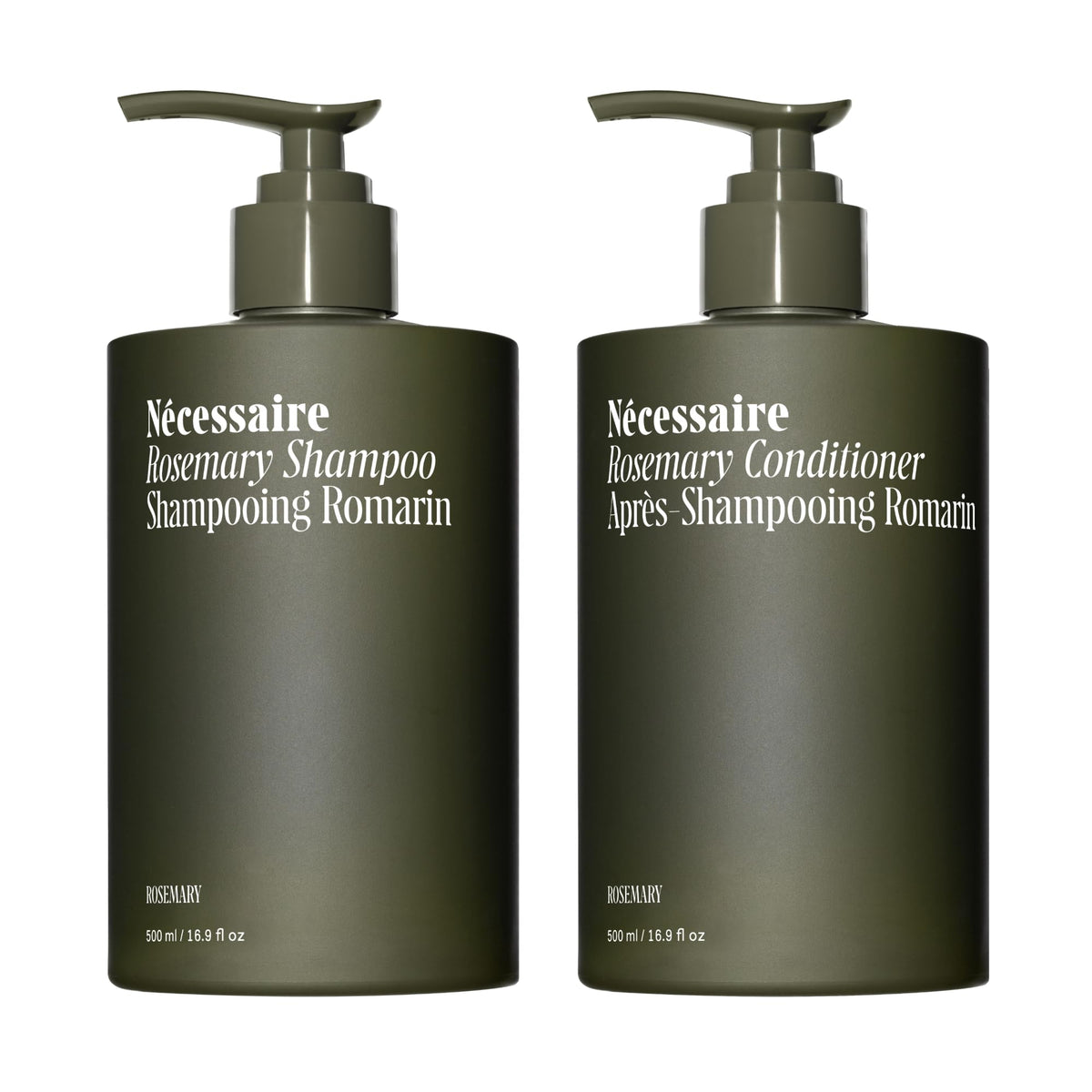 Nécessaire Rosemary Shampoo bottle highlighting strengthening gel-cream formula for hair care