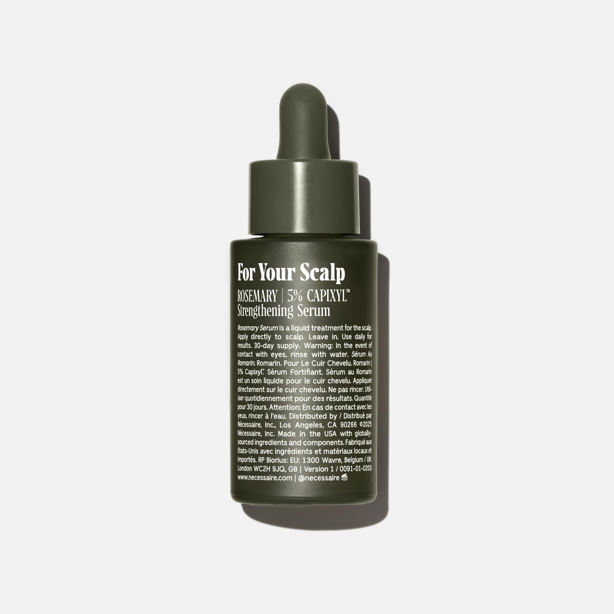 Nécessaire Rosemary Serum dropper for precise scalp application.