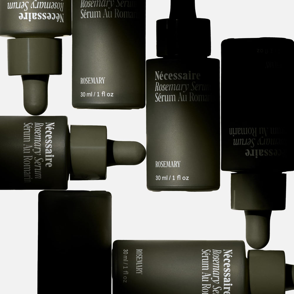 Close-up of Nécessaire Rosemary Serum label showing clean formula.