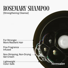 Nécessaire Rosemary Shampoo rosemary close-up emphasizing pure plant extract scent.