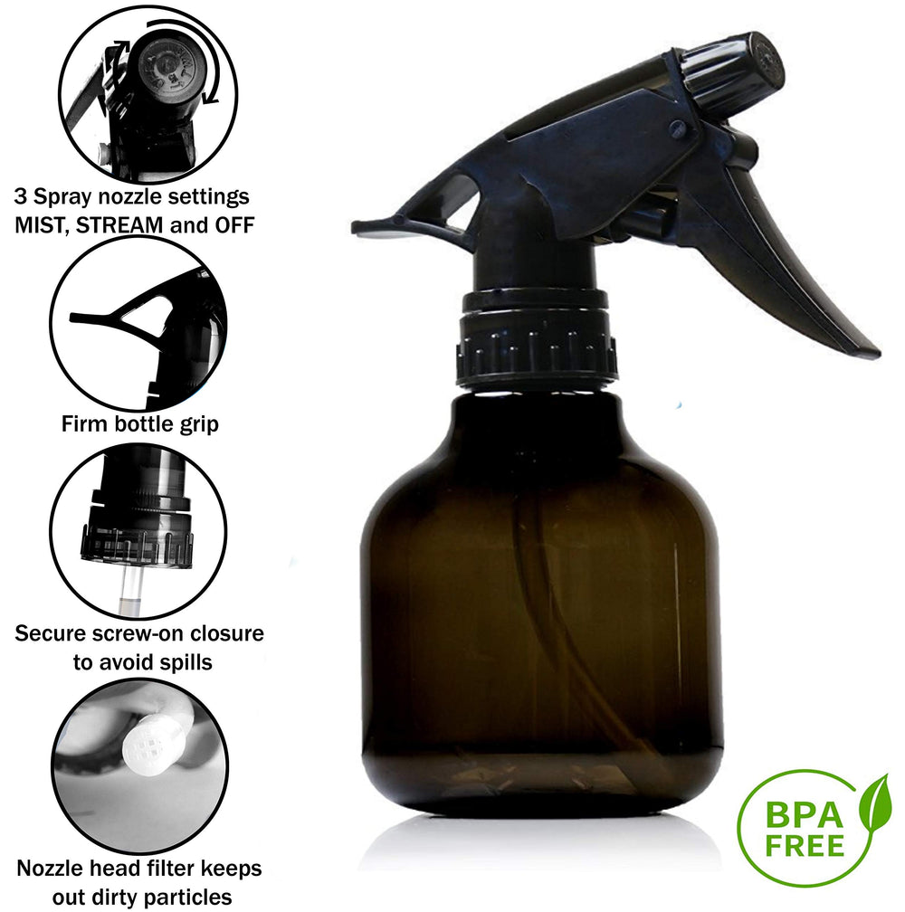 Nechtik 8oz spray bottle adjustable trigger demonstrates versatile spray settings.
