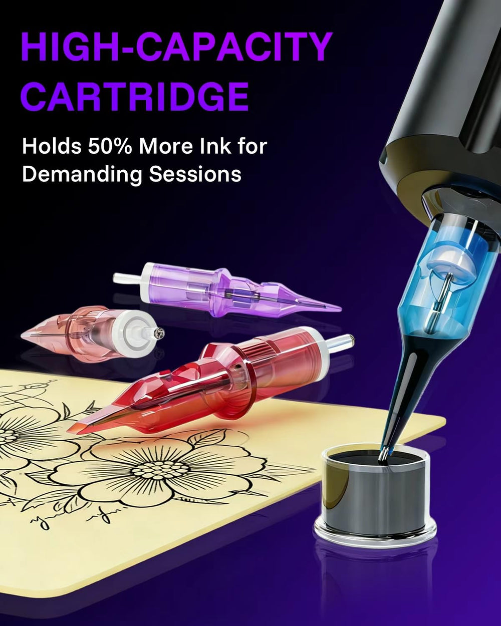 Cartuchos Neebol 316L, cuerpo transparente para monitorizar la tinta.