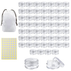 NEEMORE 55Pcs sample containers with lids and labels for organized product sampling.
