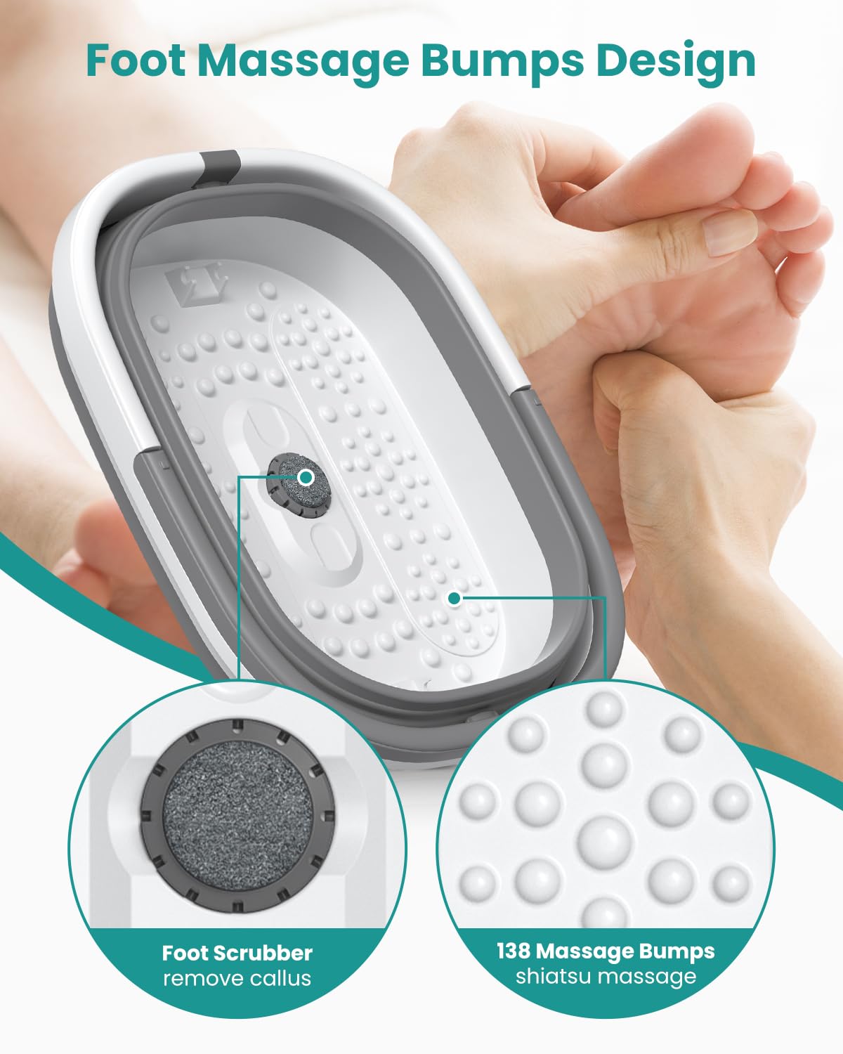 Nekteck durable foot bath with reinforced handle for easy transport