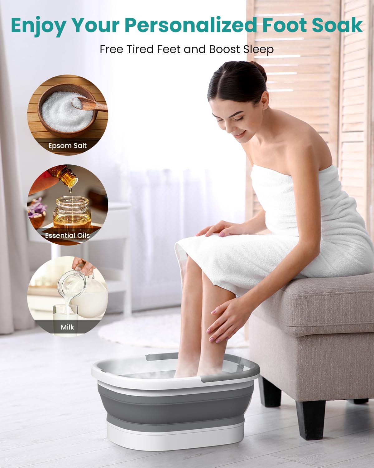Nekteck large-capacity foot basin suitable for bigger feet and more water