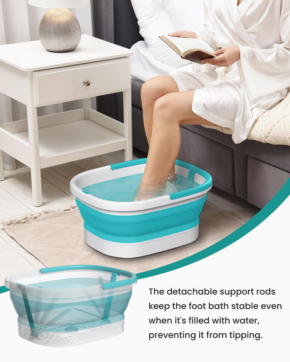 Nekteck foot soaking tub open ready for a full foot spa