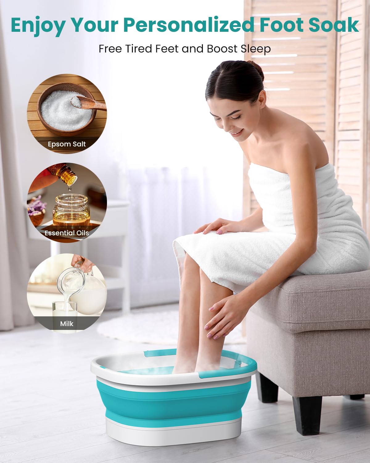 Nekteck tub wide base supports larger feet and varied sizes
