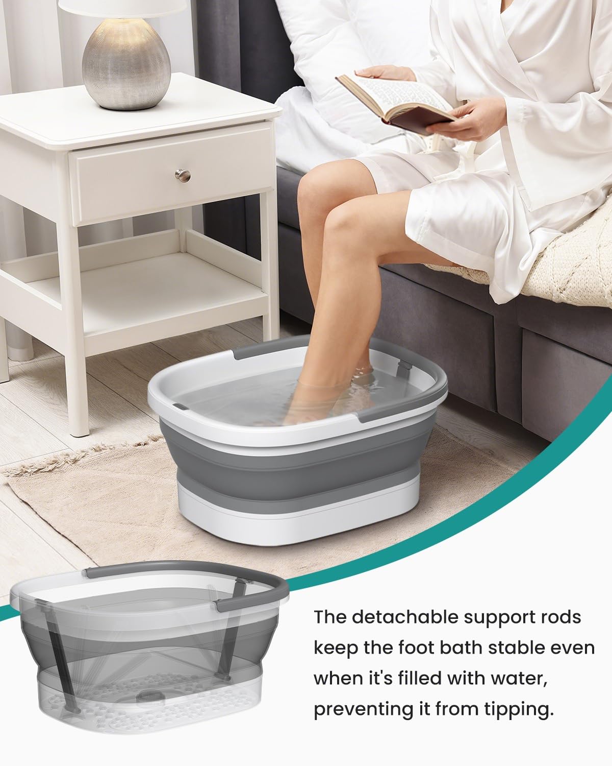 Nekteck stable foot bath with removable side bars for safety