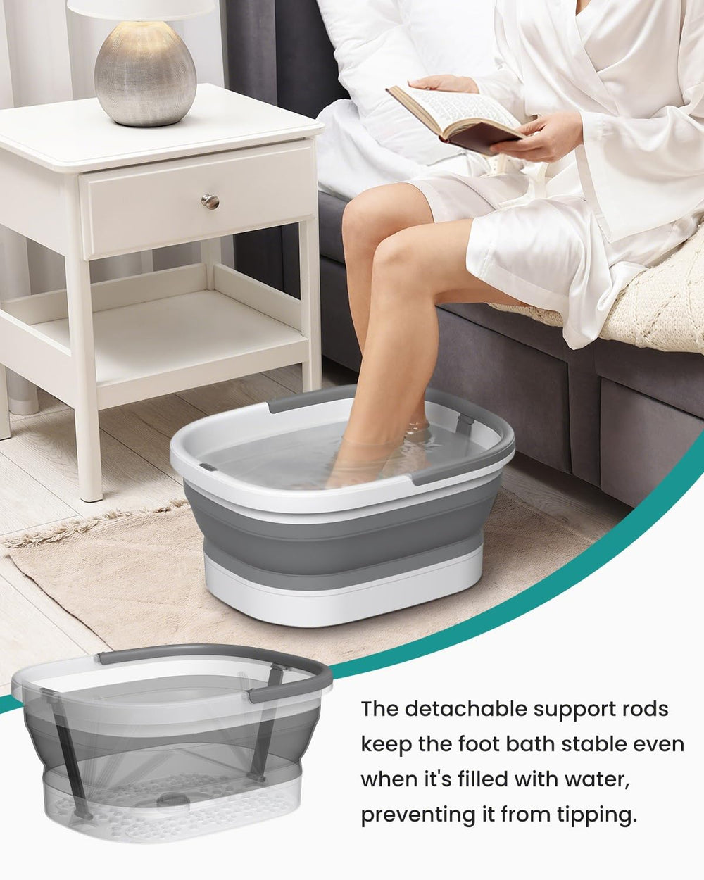 Nekteck stable foot bath with removable side bars for safety