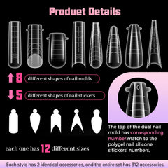 Nelrona poly gel extension molds for precise nail extensions.
