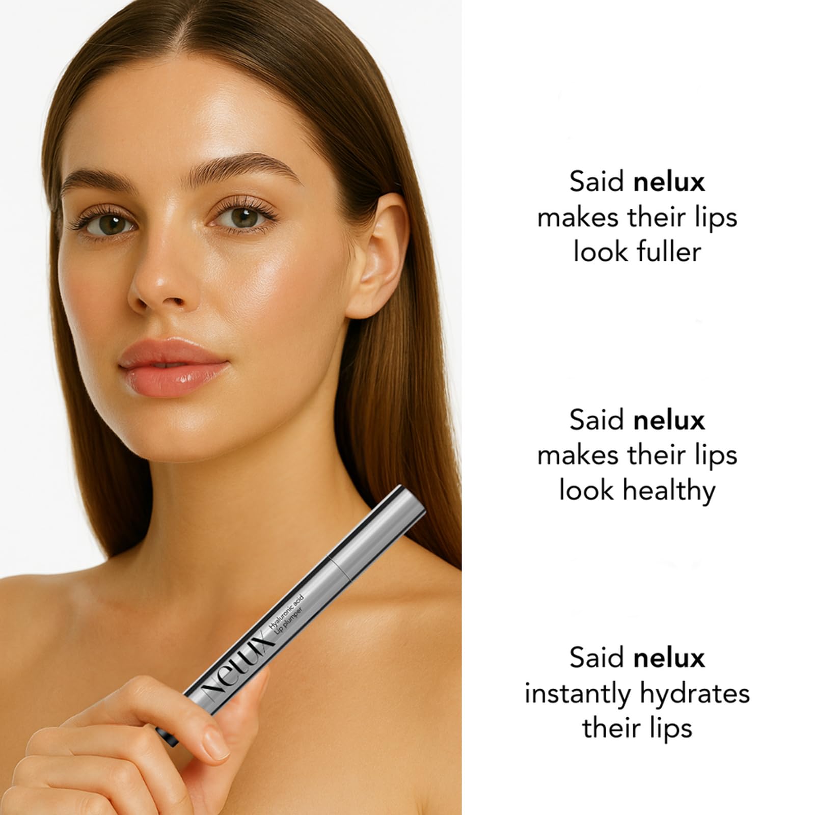 Nelux cuidado labial nutritivo para labios más suaves.