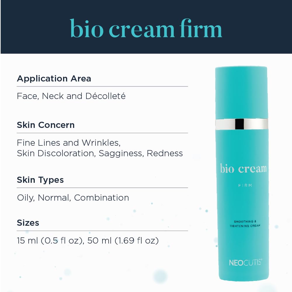 NEOCUTIS Bio Cream Firm ingredients panel highlighting peptides for collagen support