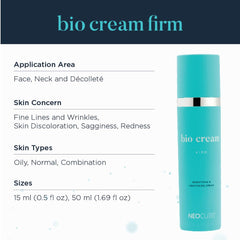 NEOCUTIS Bio Cream Firm ingredients panel highlighting peptides for collagen support
