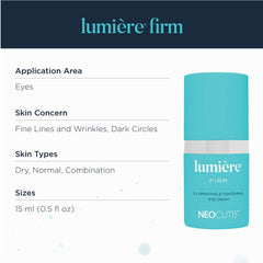 Lumière Firm eye cream jar with cap sealed and ready for application
