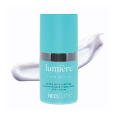 NEOCUTIS Lumiere Firm Riche eye cream tube closeup highlighting hydration