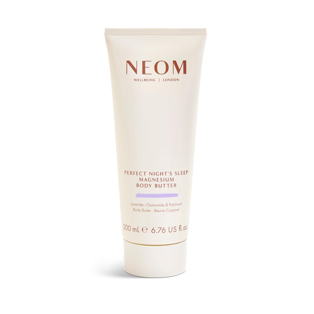 Neom Perfect Night's Sleep magnesium body butter bottle with lavender and chamomile notes.