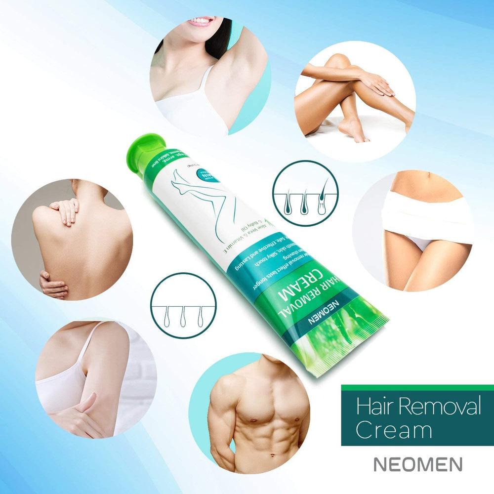 NEOMEN formula with aloe vera and vitamin E for moisturized skin after removal.