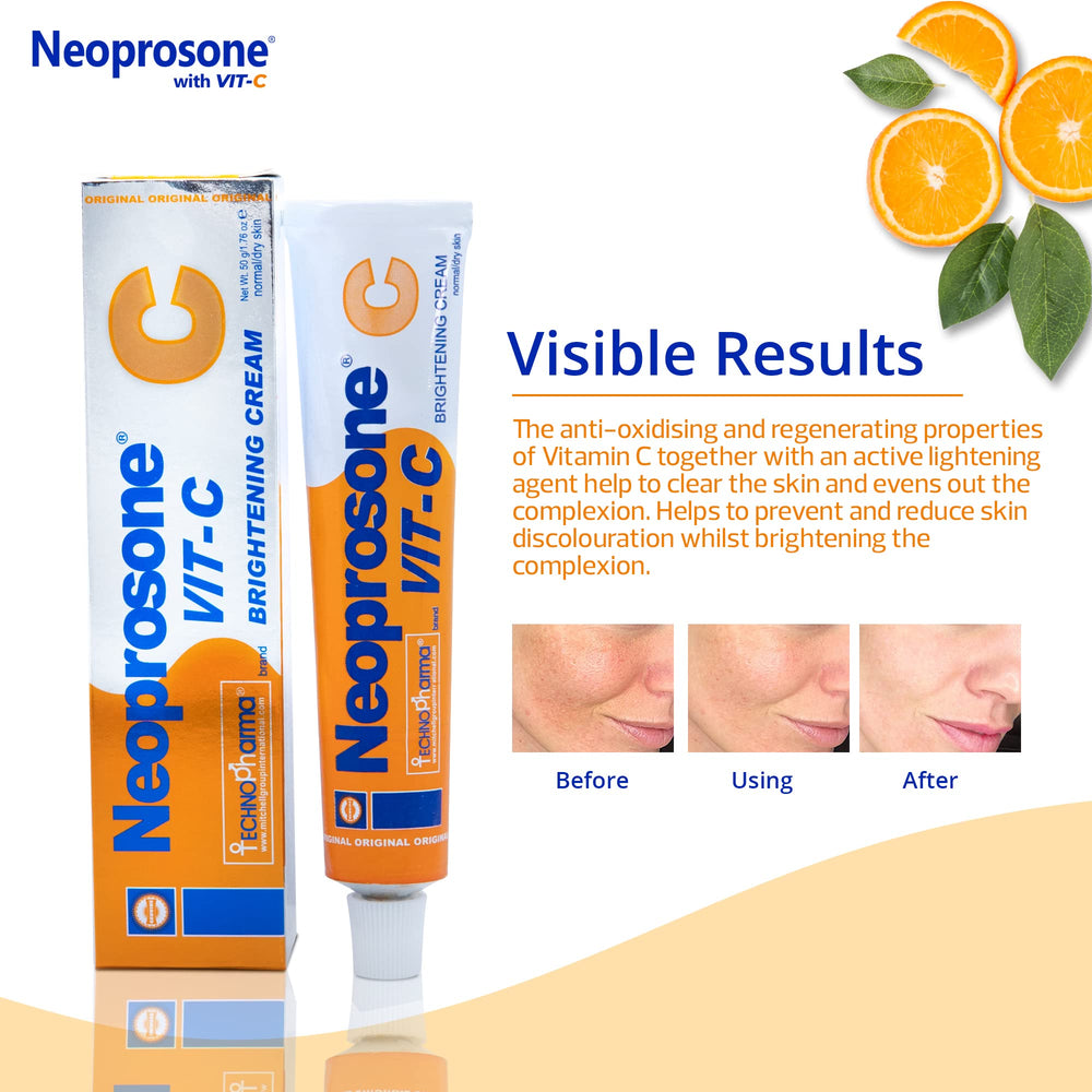 Neoprosone Crema Iluminadora: ingredientes Vitamina C para antioxidantes y protección