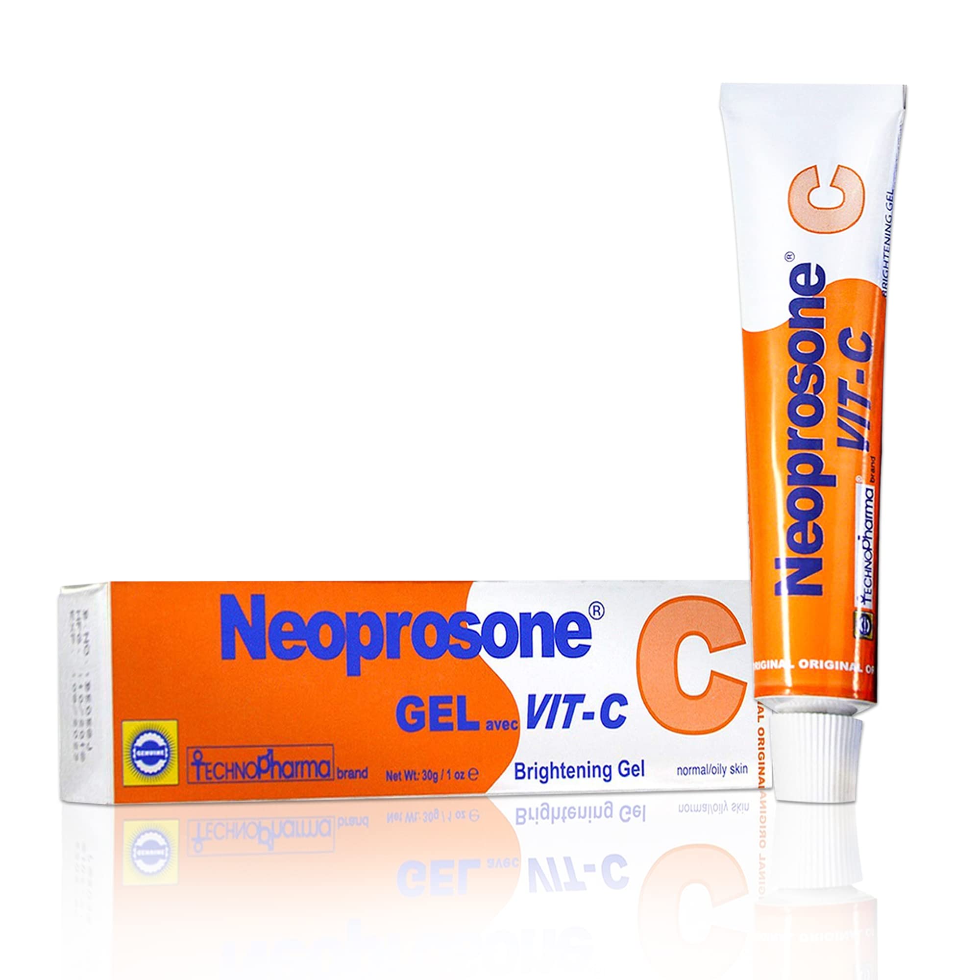 Neoprosone Gel Vitamina C para rostro, aplicación suave y tono más uniforme.