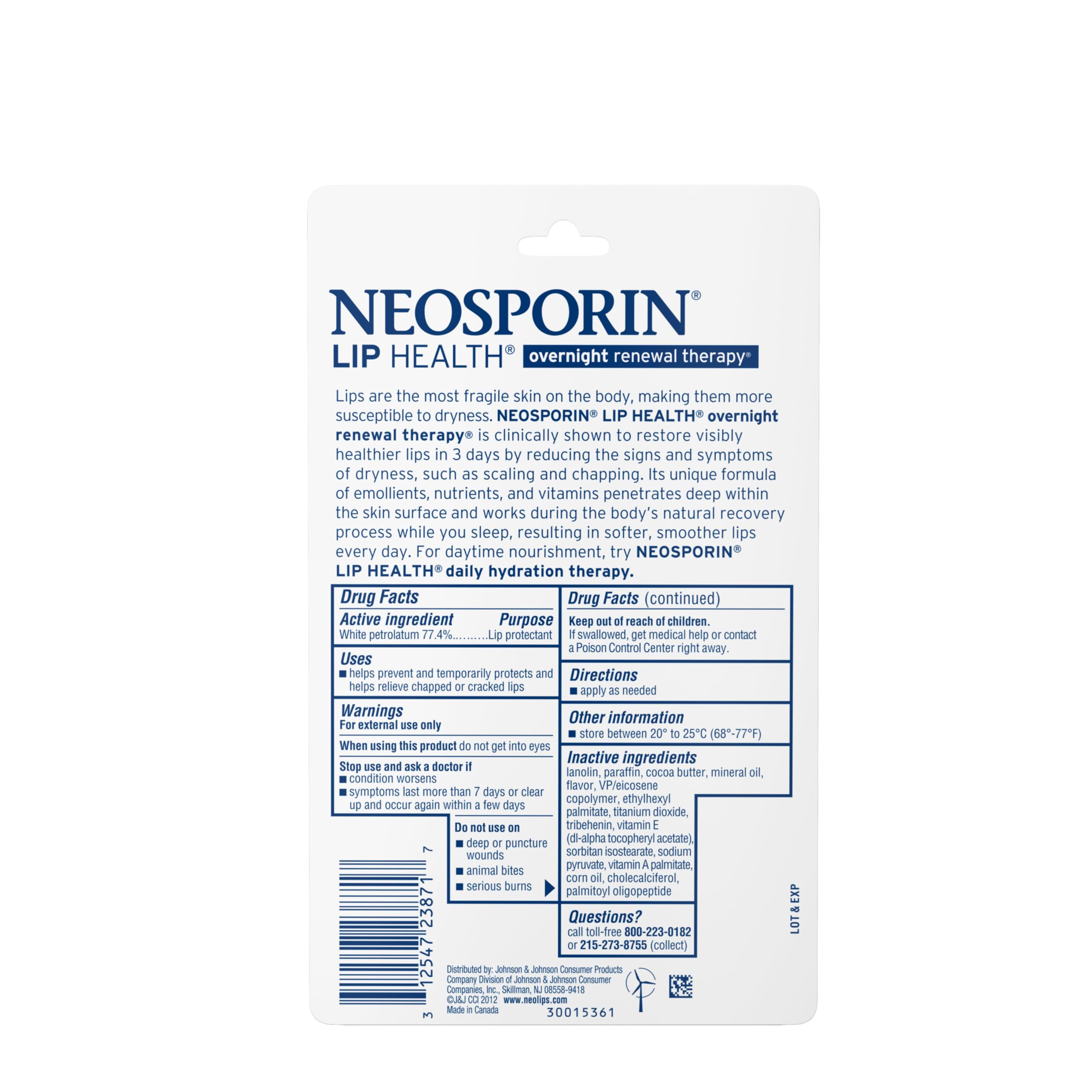 Neosporin Cuidado Labial Nocturno; dúo de tubos para cuidado continuo