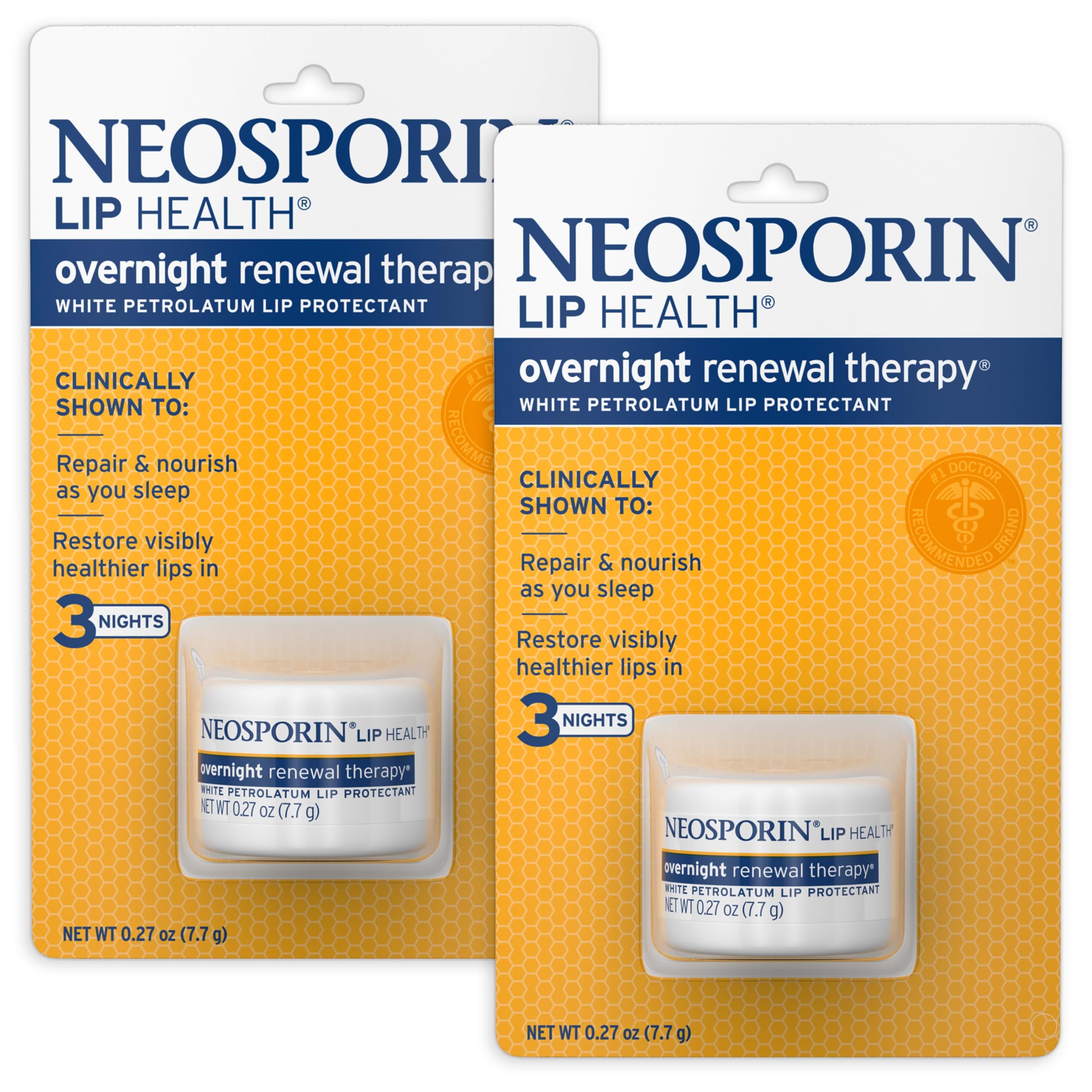 Neosporin Cuidado Labial Nocturno con petrolato blanco para hidratación profunda