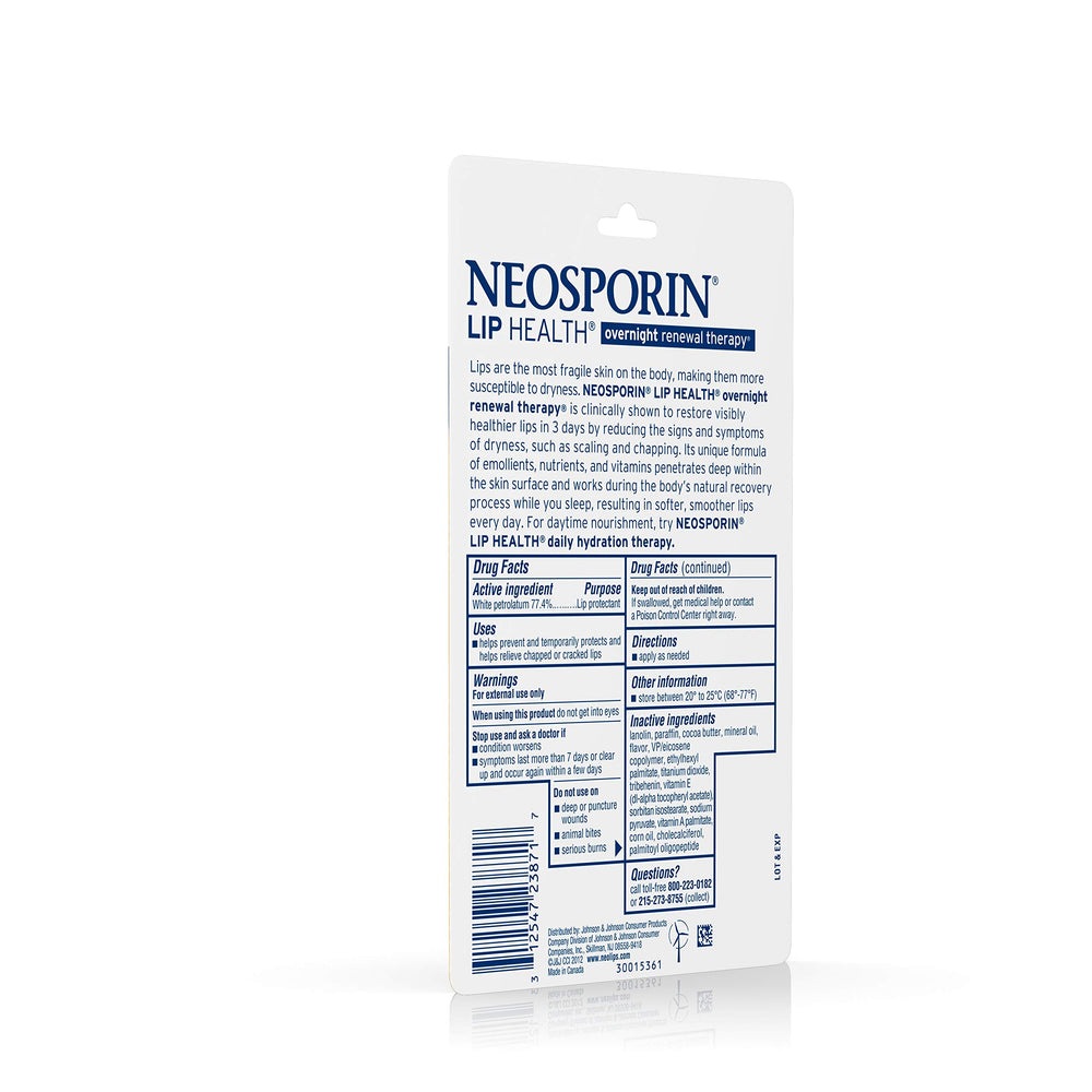 Night routine scene featuring Neosporin Lip Health Overnight Renewal Therapy