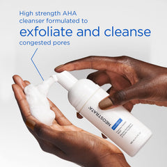 Close-up of NEOSTRATA foam on skin showing luxurious cleansing texture