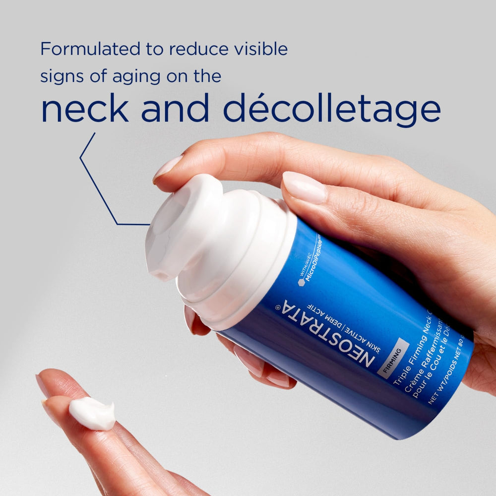 NEOSTRATA neck cream applied, non-greasy finish on skin.