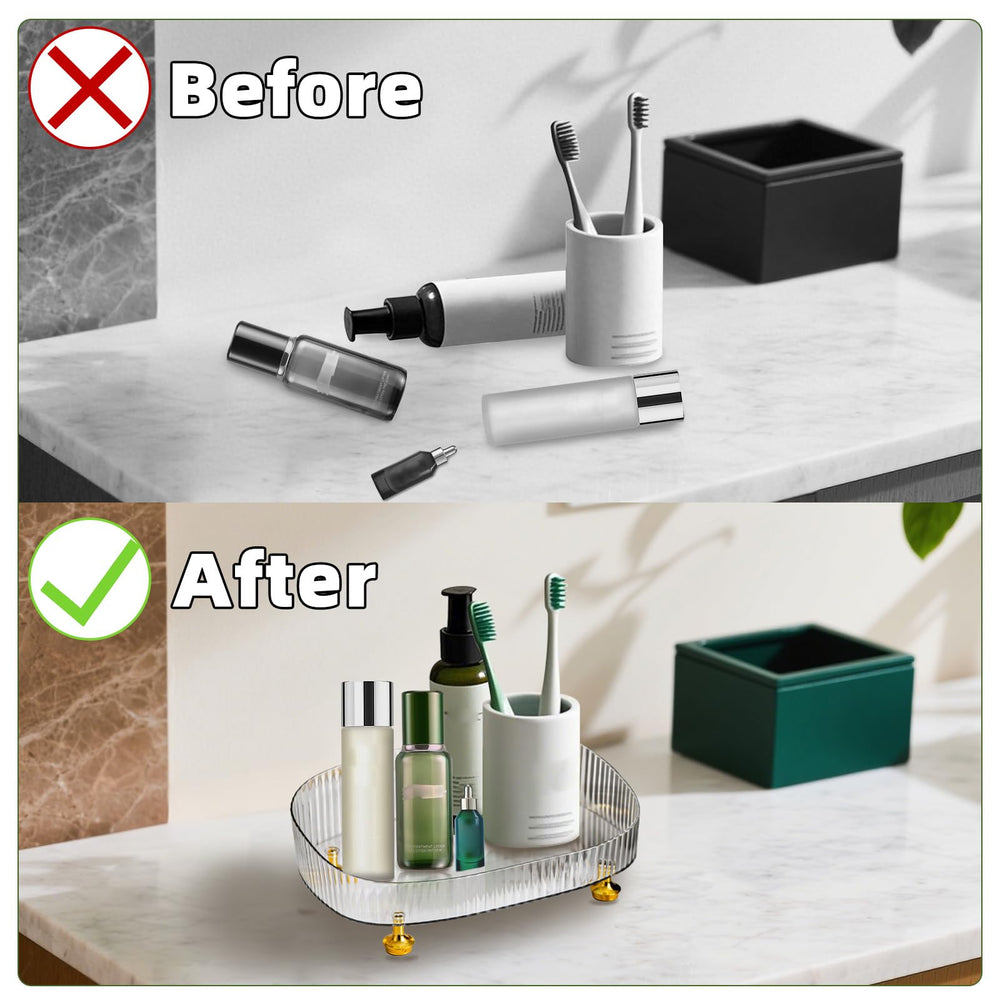 Neotidy dark-green tray complements modern bathroom or vanity decor.
