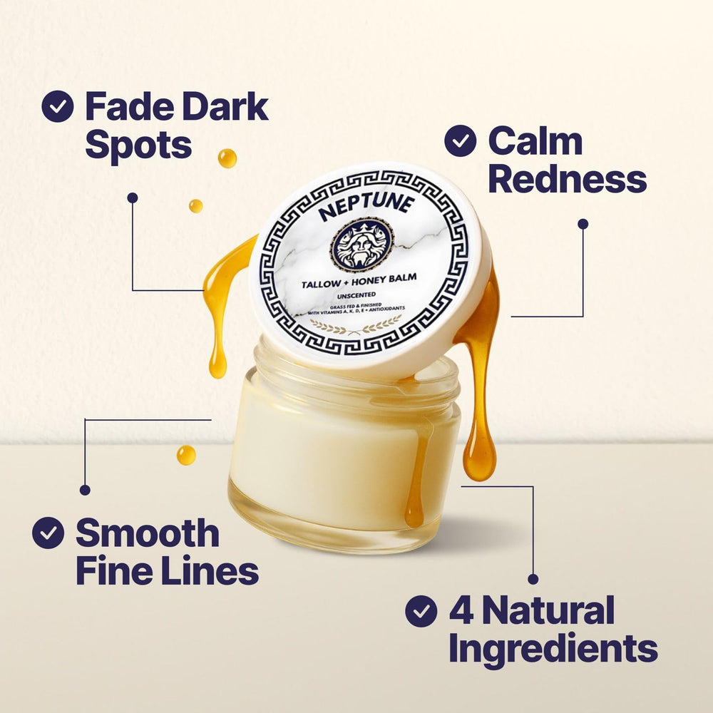 Neptune Health unscented balm label highlighting clean ingredients