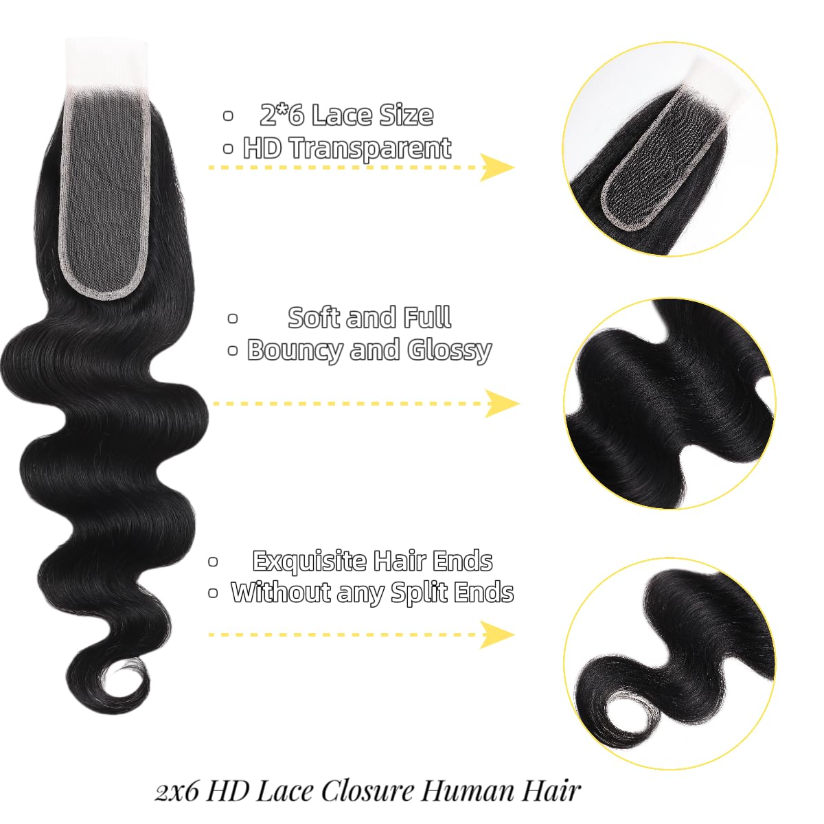 NERUMO 14in HD lace closure natural color enhances easy styling and fit