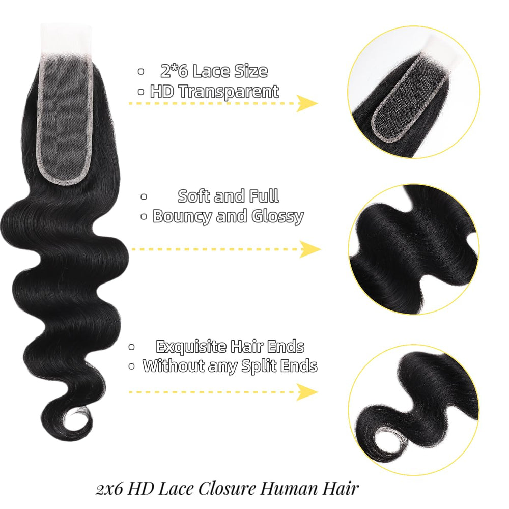 NERUMO 14in HD lace closure natural color enhances easy styling and fit