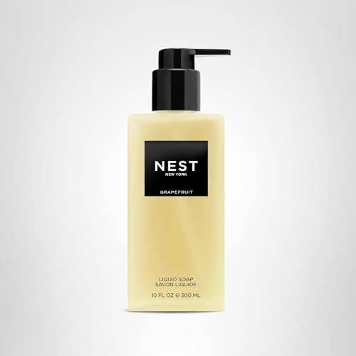 Serene bathroom scene featuring NEST Grapefruit liquid soap ambiance