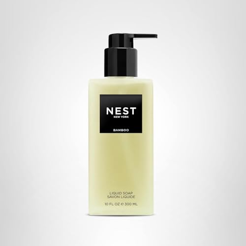 Packaging image of Nest New York bamboo liquid soap bottle highlighting gluten-free cruelty-free branding.