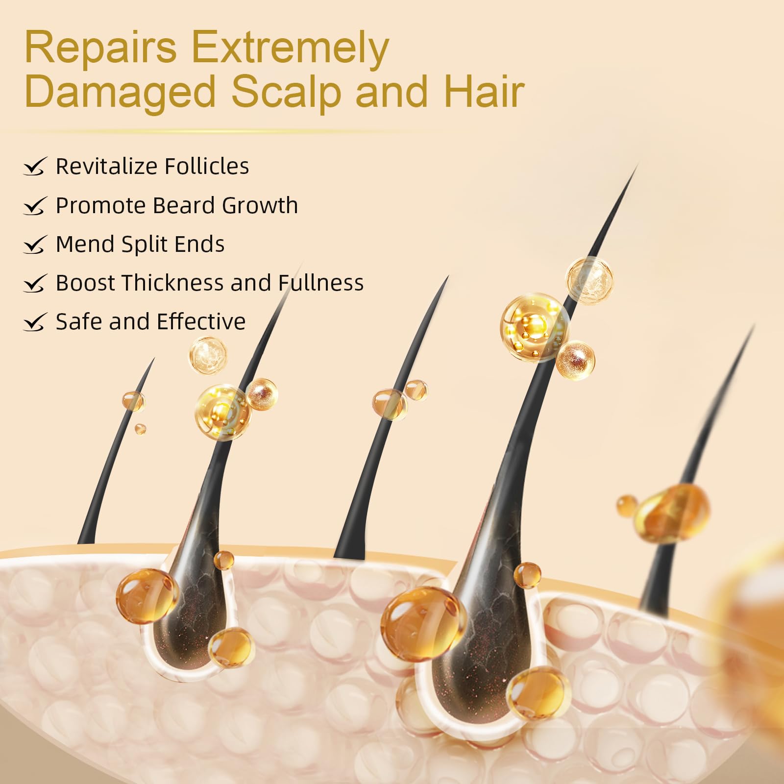 NETYIYUN Minoxidil hair strands close-up shows thicker, healthier-looking hair