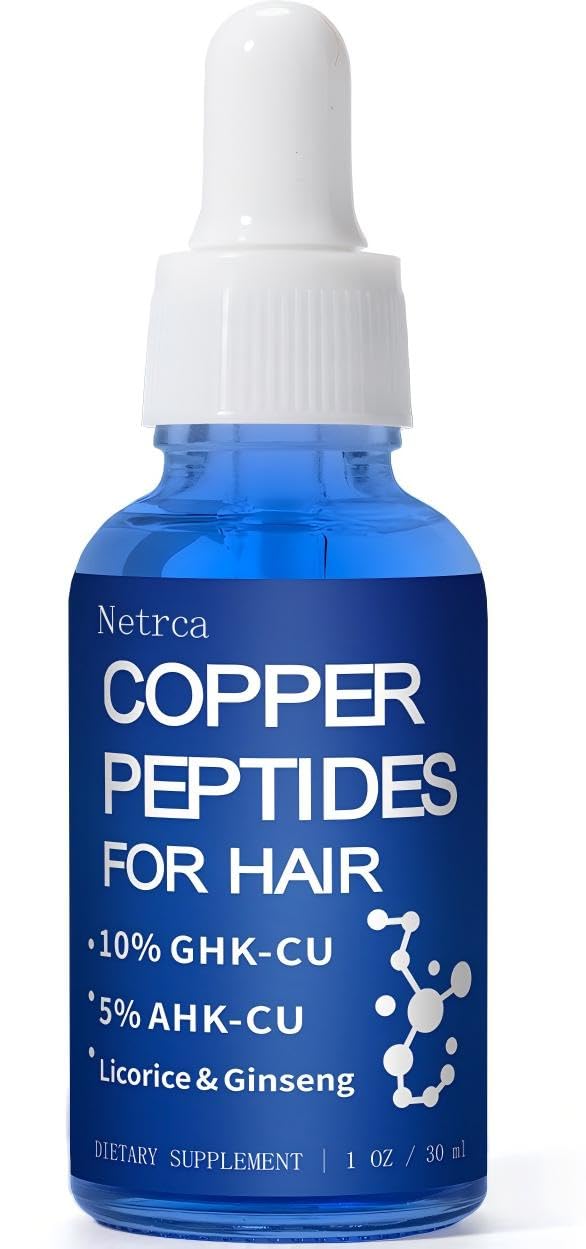 Netrca GHK-Cu peptide bottle close-up showing lightweight texture and quick absorption