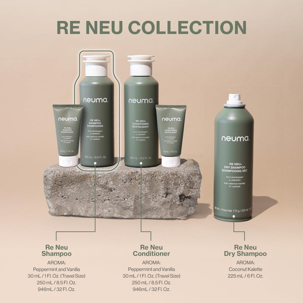 Neuma Re Neu shampoo texture closeup shows lightweight, non-greasy formula