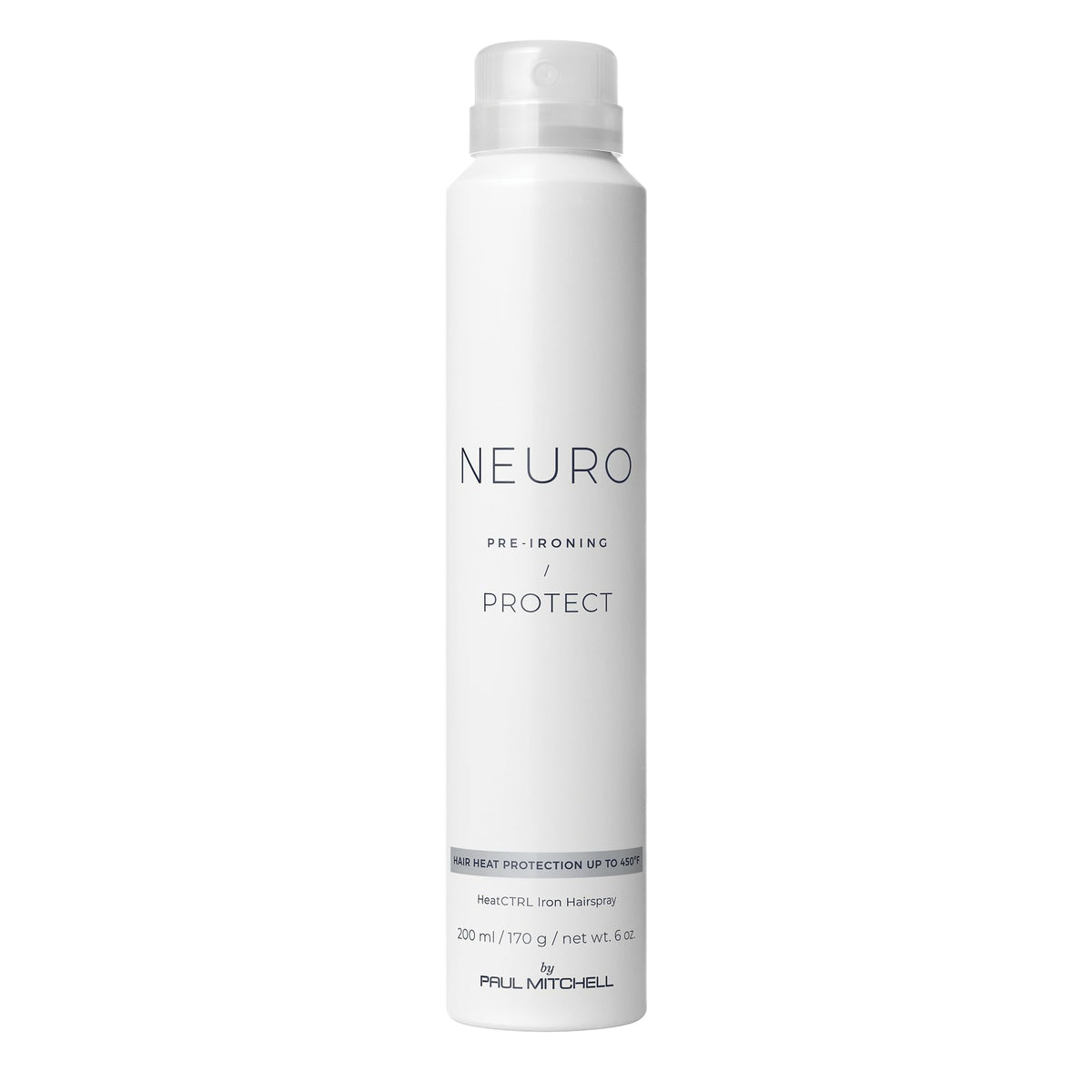 Neuro Protect HeatCTRL Iron Hairspray bottle showing heat protection for styling
