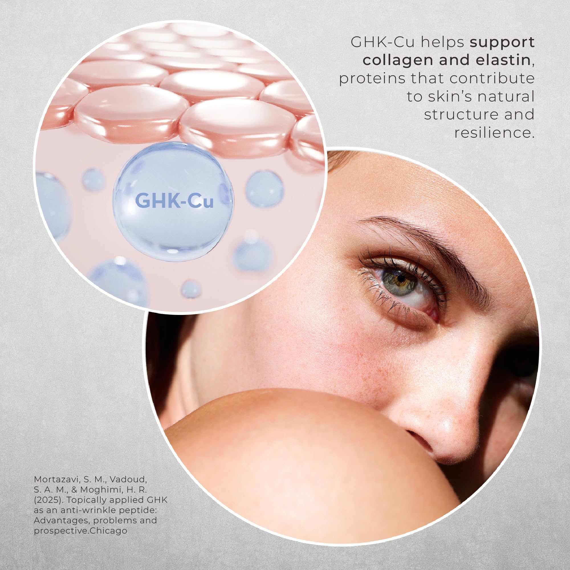 Neurogan GHK-Cu face cream on bathroom counter with glow from application.