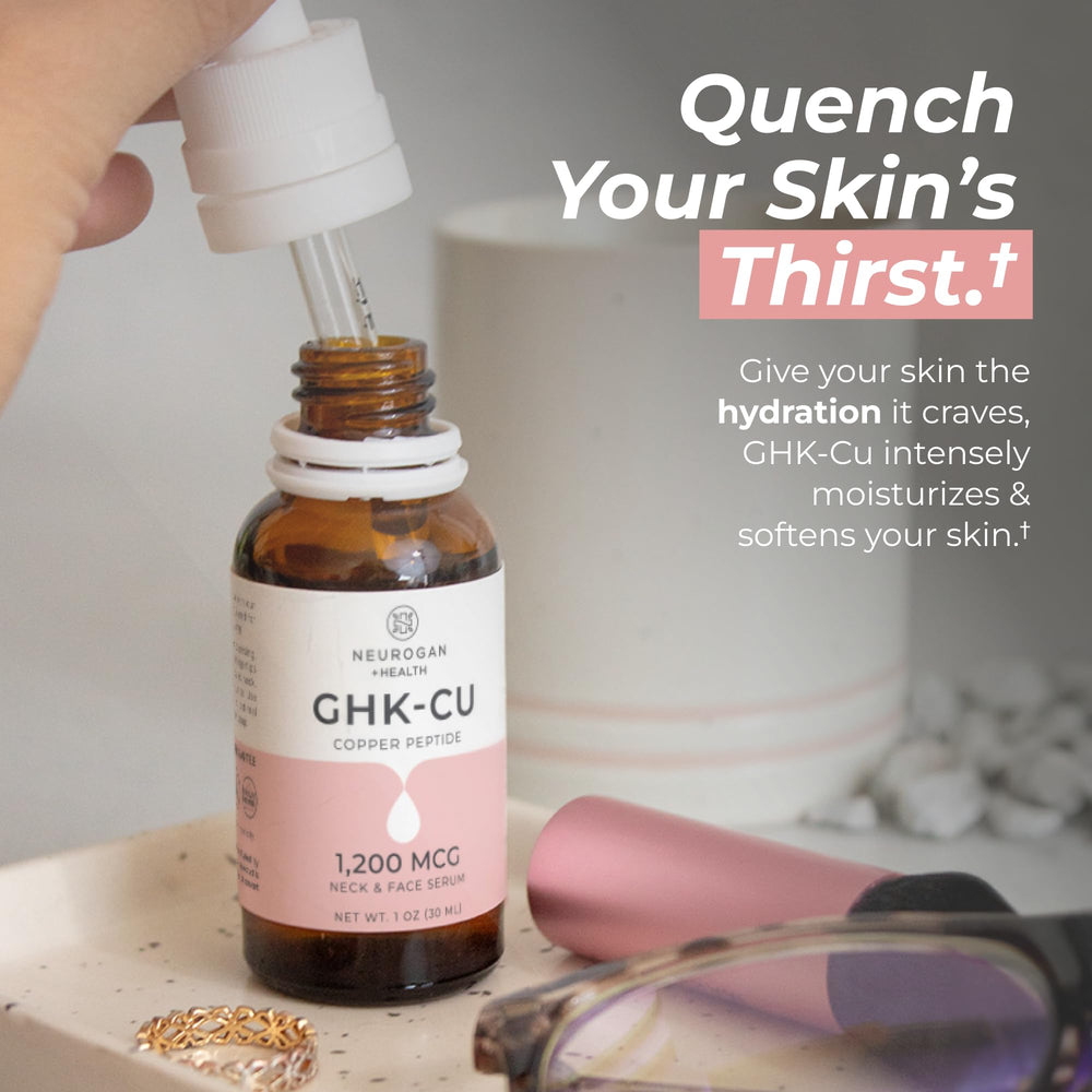 Texture close-up of Neurogan GHK-Cu serum showing lightweight absorption