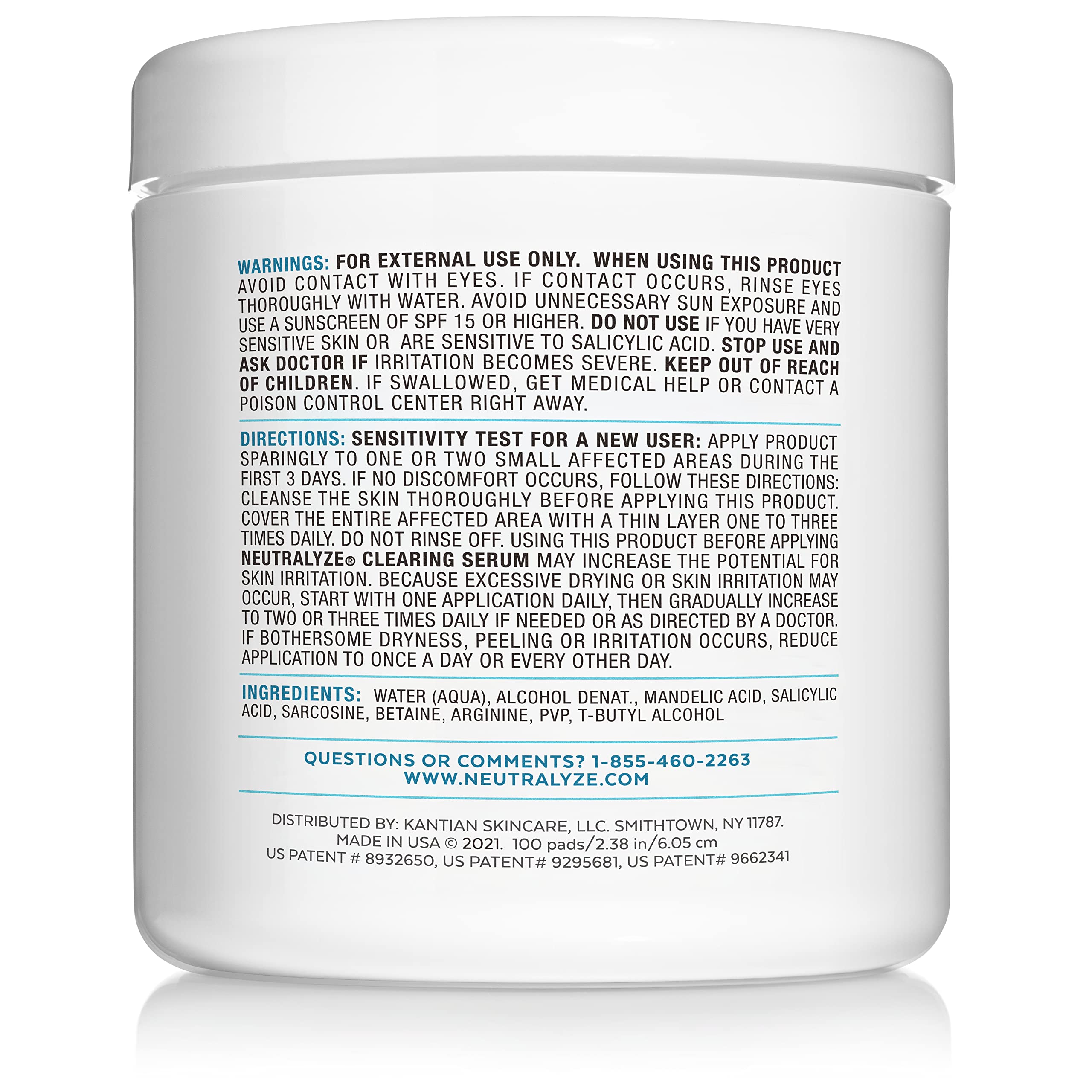 Neutralyze Exfoliating Acne Wipes pads close-up showing pre-soaked texture