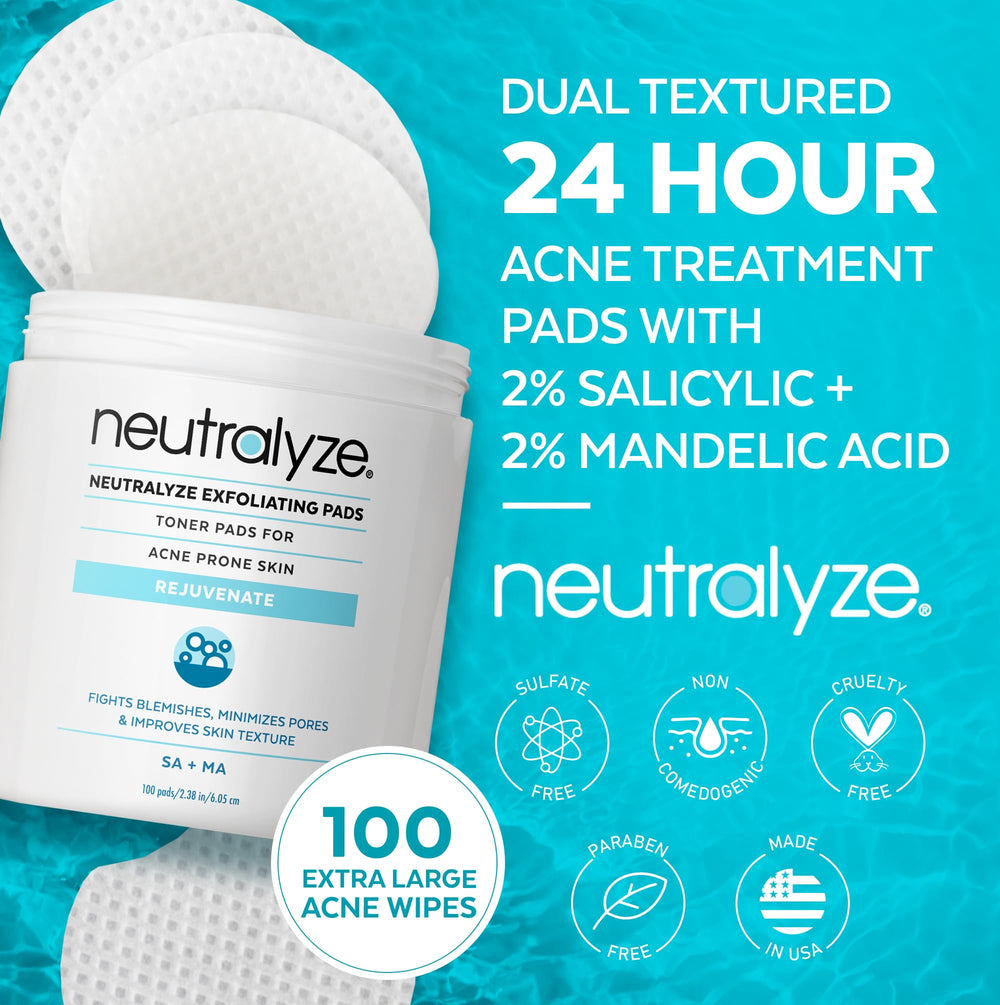 Neutralyze Exfoliating Acne Wipes textured side close-up for dual action