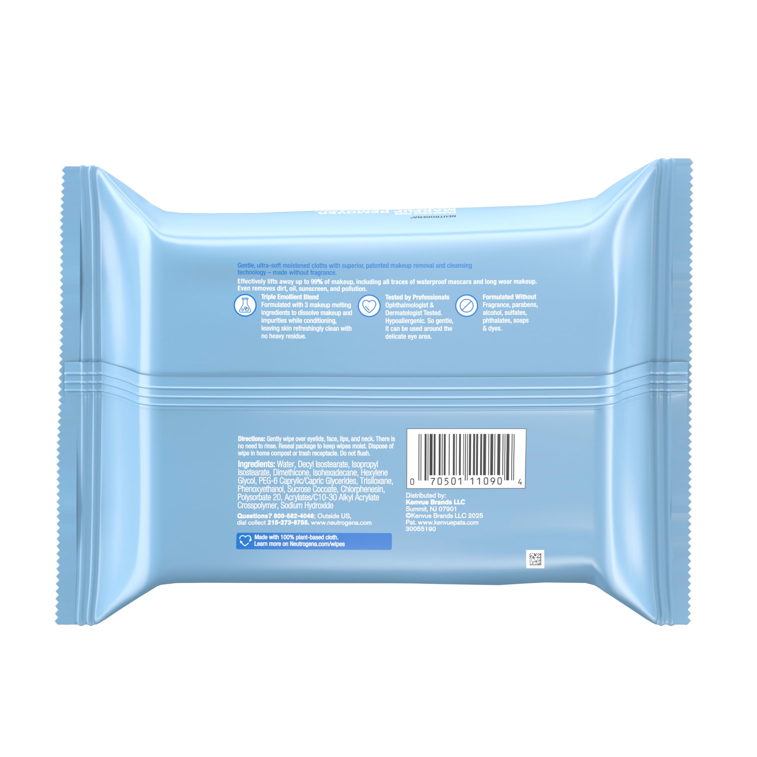 Neutrogena fragrance-free 25-count wipes for daily skincare routine.