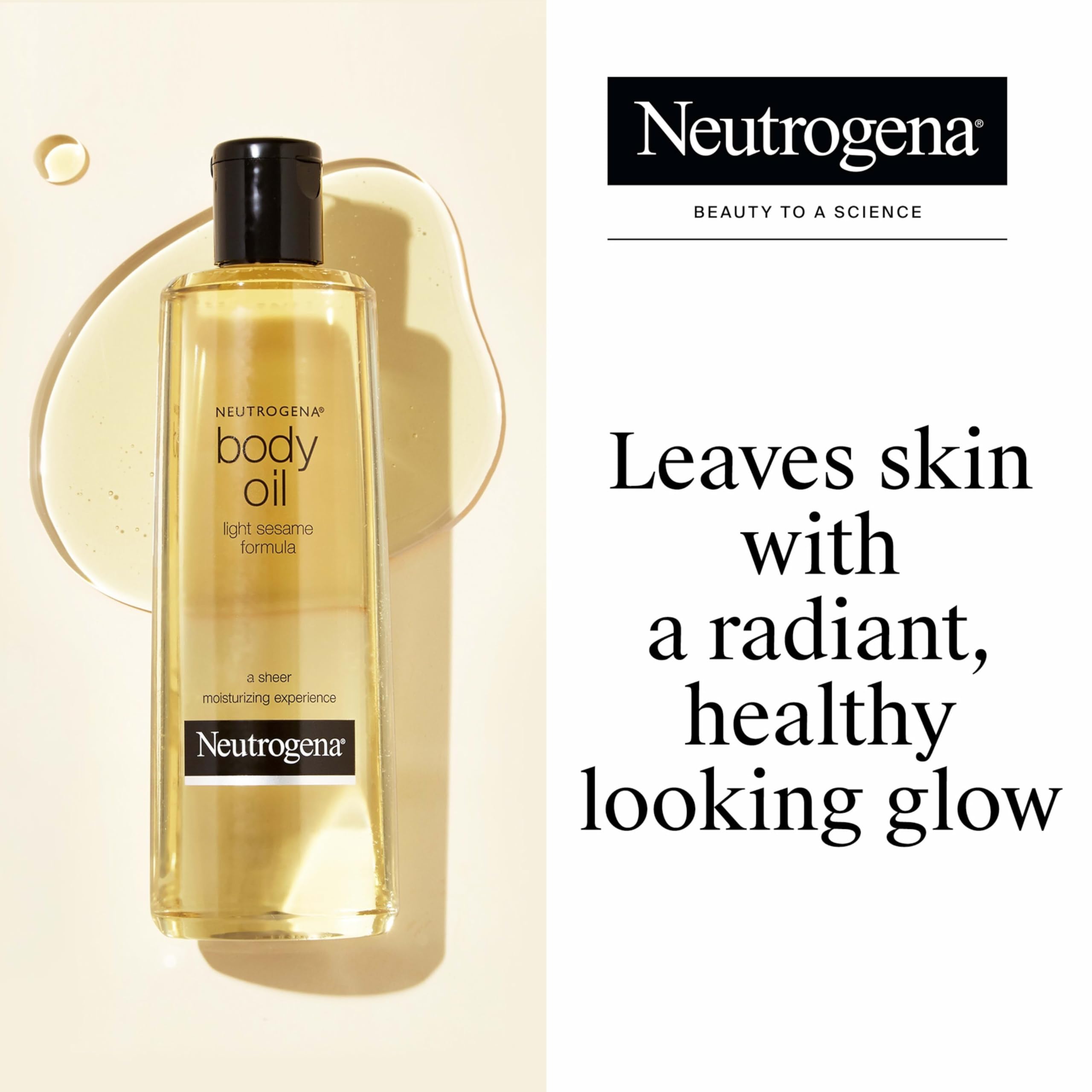 Neutrogena Aceite Corporal vertido en la palma para absorción rápida
