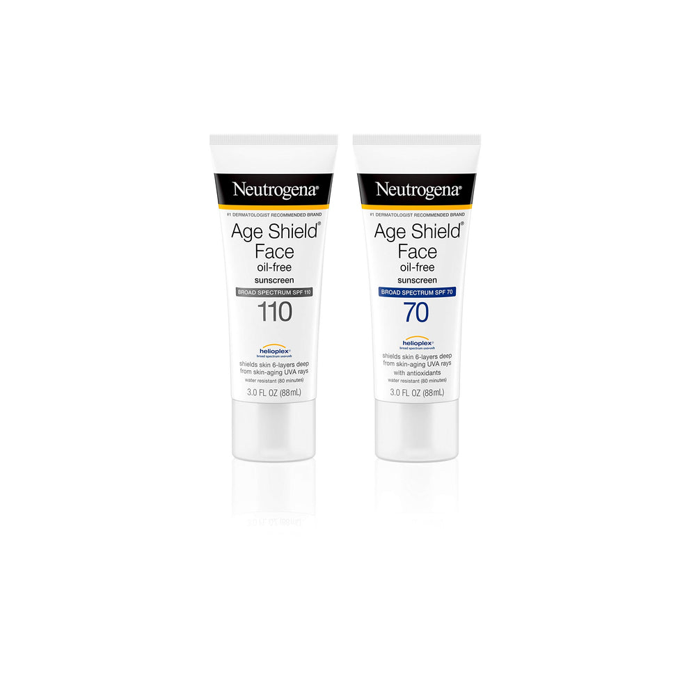 Protección UVA/UVB de Neutrogena Age Shield para cuidado diario.