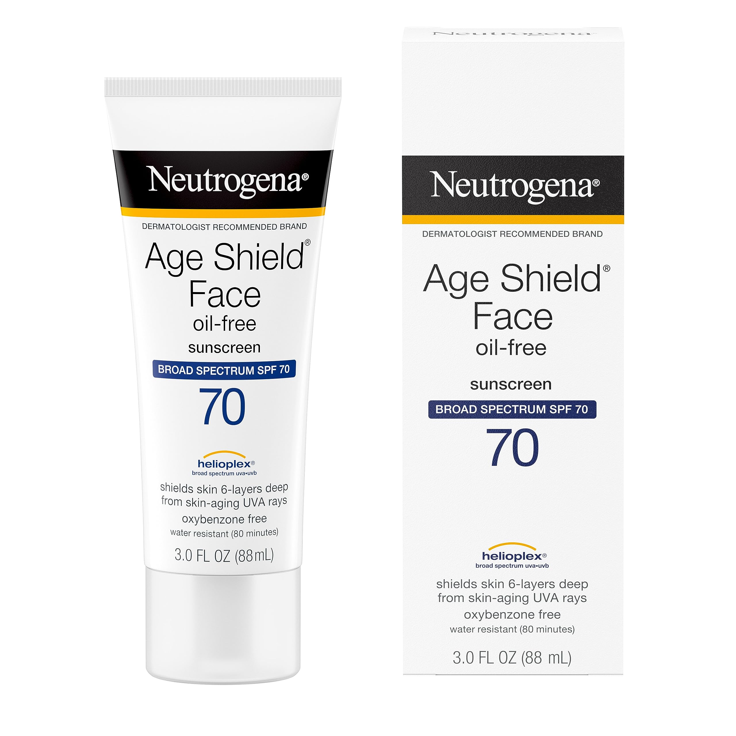 Neutrogena Age Shield SPF 70 spread on hand demonstrates smooth, non-greasy application.