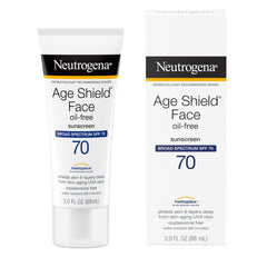 Textura suave de la loción solar Neutrogena Age Shield para uso diario.