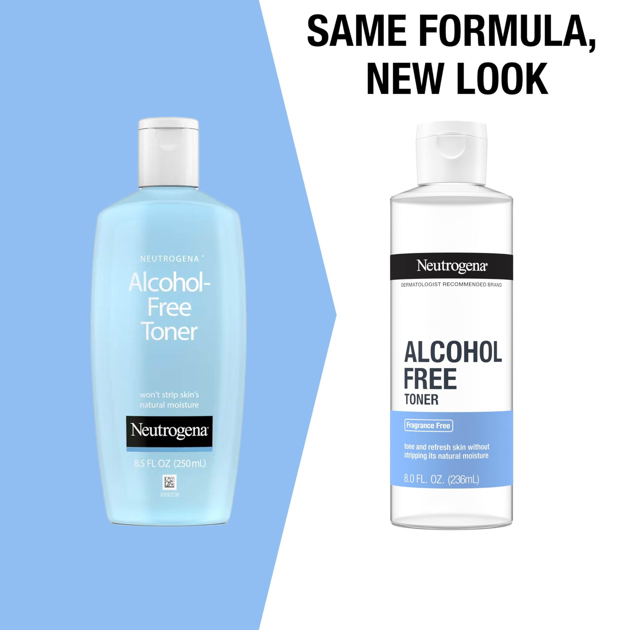 Neutrogena Alcohol-Free Toner label close-up showing fragrance-free formula.