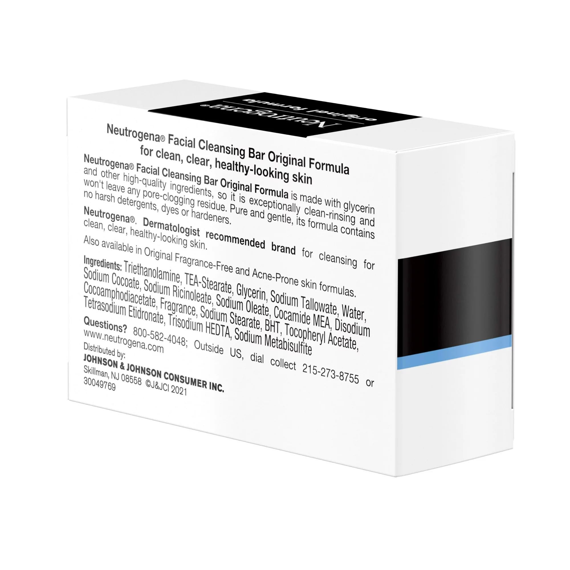 Neutrogena Barra Facial Original uso diario para limpieza suave y eficiente.