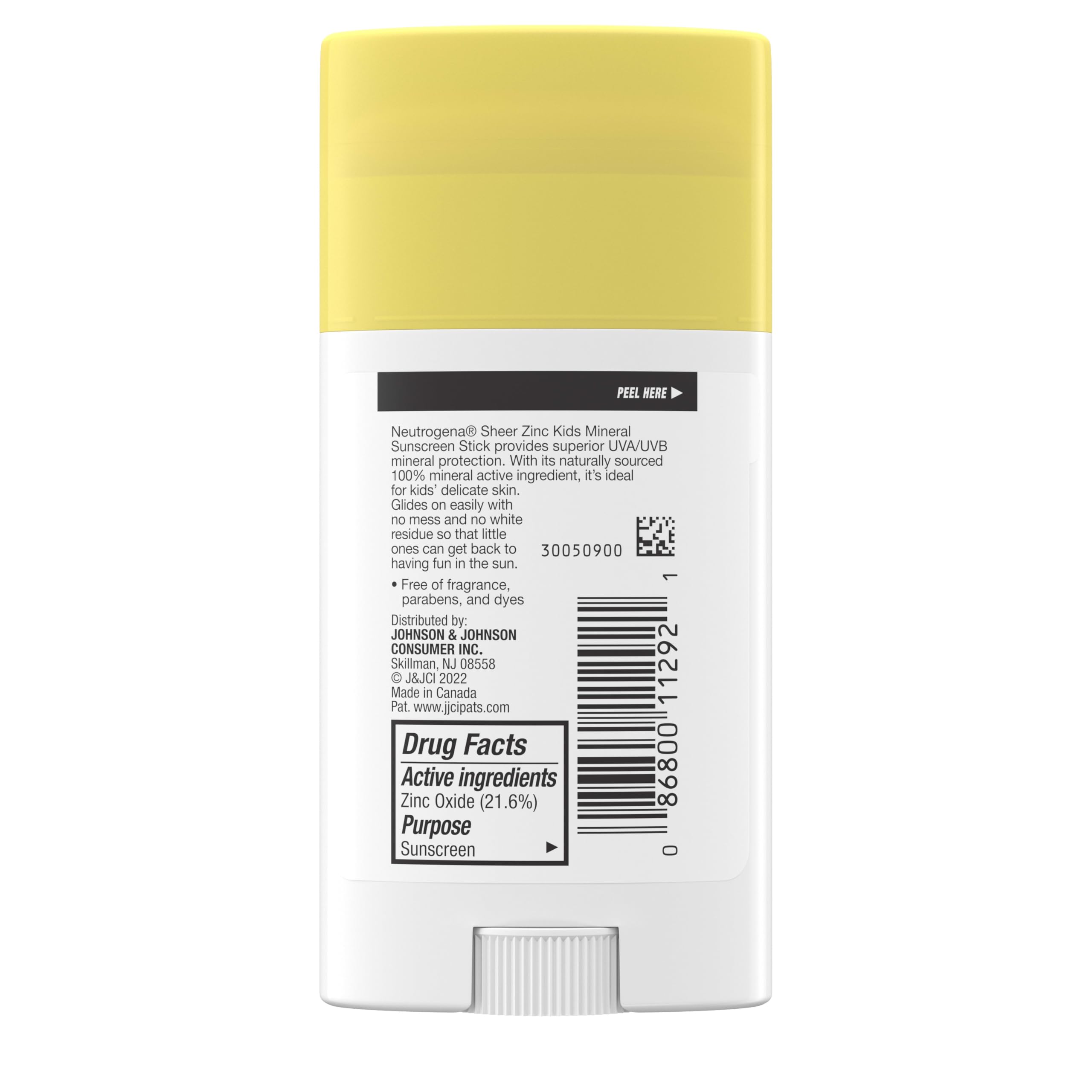 Neutrogena Barra de Zinc para niños, aplicación sin manchas y fácil de usar.